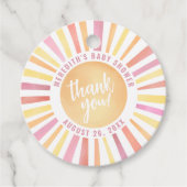Sunshine Pink Sun Baby shower Bedankjes Labels (Voorkant)