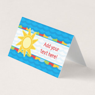 Sunshine Pool Party Voedsel Tafel Tent Kaart Visitekaartjes