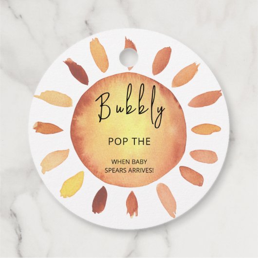 Sunshine Pop the bubbly Bedankjes Labels (Achterkant)