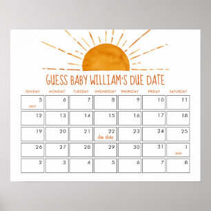 Sunshine raden de vervaldatum Baby shower Poster
