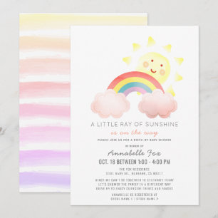 Sunshine & Rainbow Drive-by Baby shower Kaart