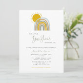 Sunshine Rainbow First Birthday Invitation Kaart (Staand voorkant)