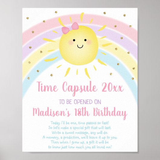Sunshine Rainbow First Birthday Time Capsule Poster (Voorkant)