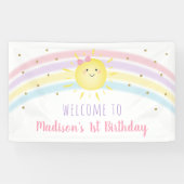 Sunshine Rainbow Pink Gold First Birthday Spandoek (Horizontaal)