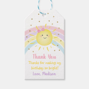 Sunshine Rainbow Pink Gold Pastel Birthday Cadeaulabel