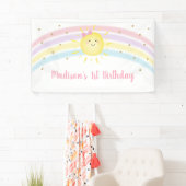 Sunshine Rainbow Pink Gold Pastel Birthday Spandoek (Insitu)