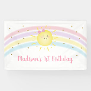 Sunshine Rainbow Pink Gold Pastel Birthday Spandoek