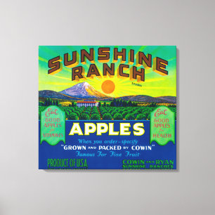 Sunshine Ranch Apple Label - Wapato, WA Canvas Afdruk