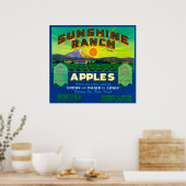 Sunshine Ranch Apple Label - Wapato, WA Poster (Keuken)