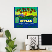 Sunshine Ranch Apple Label - Wapato, WA Poster (Thuiskantoor)