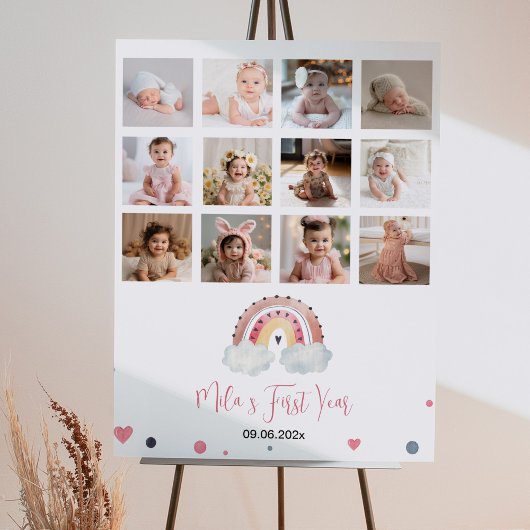 Sunshine Regenboog Verjaardagsfoto Milestone Poste Poster