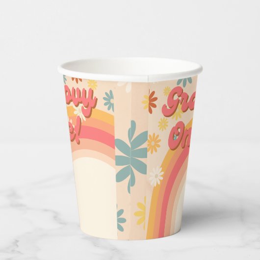 Sunshine retro boho groovy verjaardagsfeest papieren bekers (Rechts)