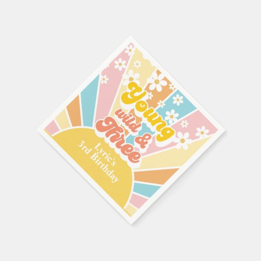 Sunshine Retro Daisy 3e verjaardag Servet (Hoek)