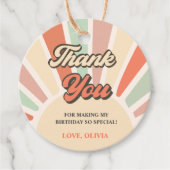 Sunshine Retro Regenboog Bedankt Verjaardagsfeest Bedankjes Labels (Voorkant)