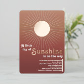 Sunshine Rose Gold Baby shower Foil Invitation (Debout devant)