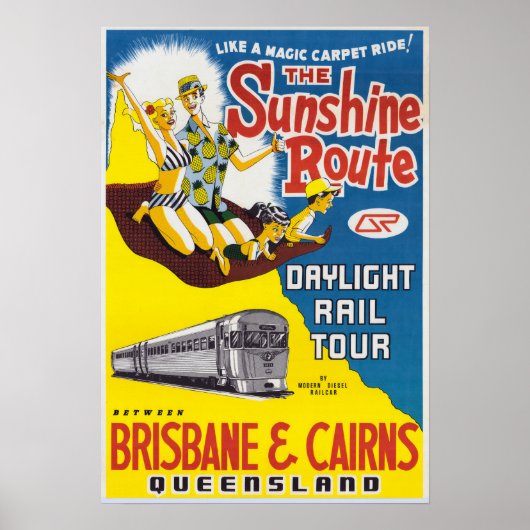 Sunshine Route Brisbane & Cairns Australië Poster (Voorkant)