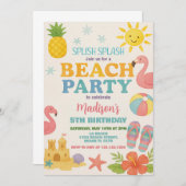 Sunshine & Sea Beach Invitation d'anniversaire pou (Devant / Derrière)