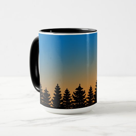 Sunshine Sky en Pine Trees | Pijnbossen | Mok (Voorkant links)