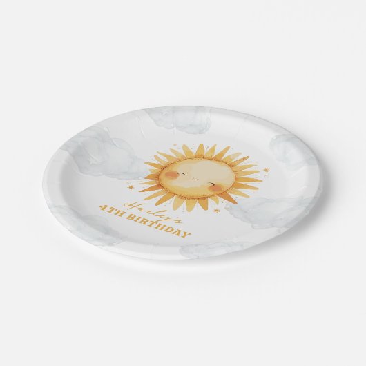 Sunshine Summer Kids Verjaardagsfeest Papieren Bordje (Gekanteld)