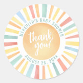 Sunshine Sun Baby shower Ronde Sticker (Voorkant)