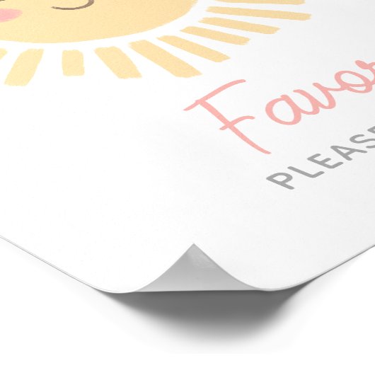 Sunshine Sun Birthday Party Favors Sign Poster (Hoek)
