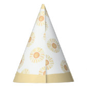 Sunshine Sun Boho First Birthday Yellow Bohemian Feesthoedjes (Achterkant)