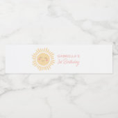 Sunshine Sun Girl Birthday Party Waterfles Etiket (Enkel label)