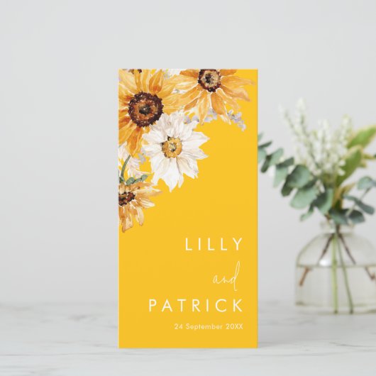 Sunshine Sunflower Modern Wedding Program (Staand voorkant)