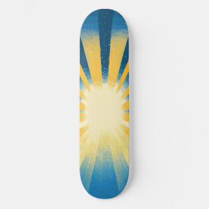 Sunshine Sunrise Retro 70s Boho Blauw Geel Skateboard