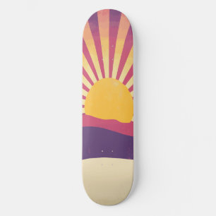 Sunshine Sunrise Retro 70s Boho Geel Paarse Skateboard