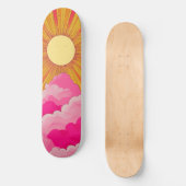 Sunshine Sunrise Retro 70s Boho Geel Roze Skateboard (Voorkant)