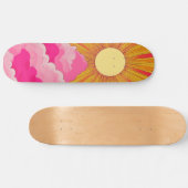 Sunshine Sunrise Retro 70s Boho Geel Roze Skateboard (Horizontaal)