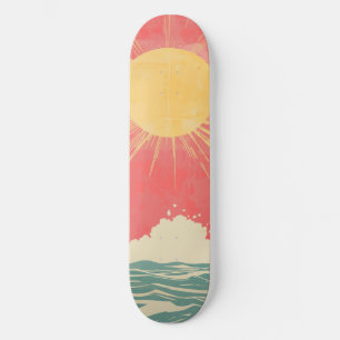 Sunshine Sunrise Retro 70s Boho Geel Roze Skateboard