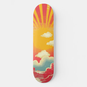Sunshine Sunrise Retro 70s Boho Geel Roze Skateboard