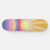 Sunshine Sunset Retro 70s Boho Blauw Geel Roze Skateboard (Horizontaal)