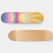 Sunshine Sunset Retro 70s Boho Blauw Geel Roze Skateboard (Horizontaal)