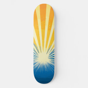 Sunshine Sunset Retro 70s Boho Blauw Geel Skateboard