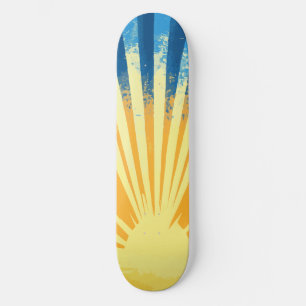 Sunshine Sunset Retro 70s Boho Blauw Geel Skateboard