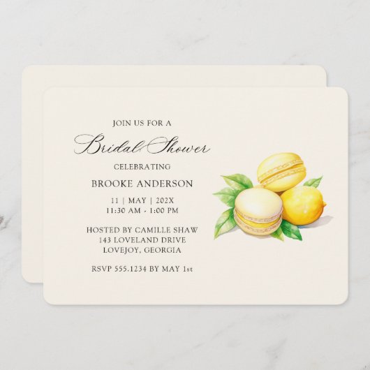 Sunshine & Sweets Lemon Bridal Shower Invitations (Devant / Derrière)