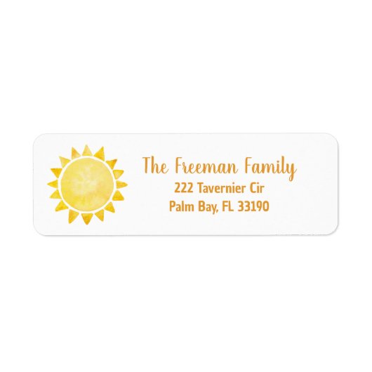 Sunshine Theme Address Label (Voorkant)