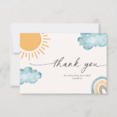 Sunshine Theme Baby shower Dank u kaart (Voorkant)