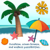 Sunshine Travel Strand Palm Tree Ocean Bagagelabel