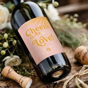 Sunshine Typografie Bruiloft Proost Roze ID1048 Wijn Etiket