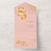 Sunshine Typografie Bruiloft Roze/Boter ID1048 All In One Uitnodiging (Binnen)