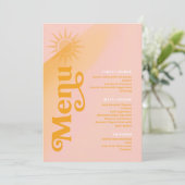 Sunshine Typografie Bruiloft Roze/goudsbloem ID104 Menu (Staand voorkant)