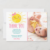Sunshine verjaardag meisje dank u kaart zomer (Voorkant)