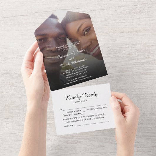 Sunshine Vreugde Foto Bruiloft All In One Uitnodiging (Afscheurbaar)