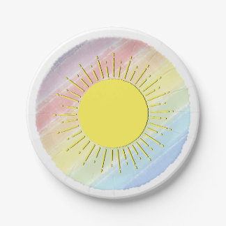 Sunshine Waterverf Baby shower Pastel Regenboog Papieren Bordje