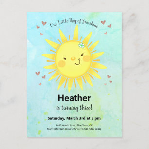 Sunshine Waterverf Kids Birthday Party Invitation Uitnodiging Briefkaart