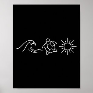 Sunshine Waves Turtles Hawaii Beach Zomer Vakantie Poster